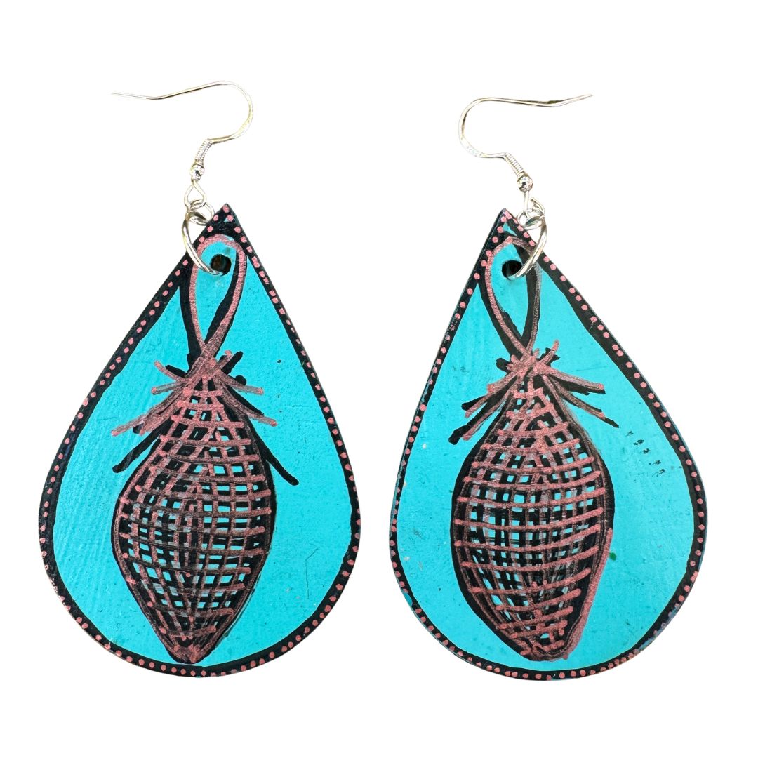 Handpainted Wooden Earrings by Ivy Minniecon