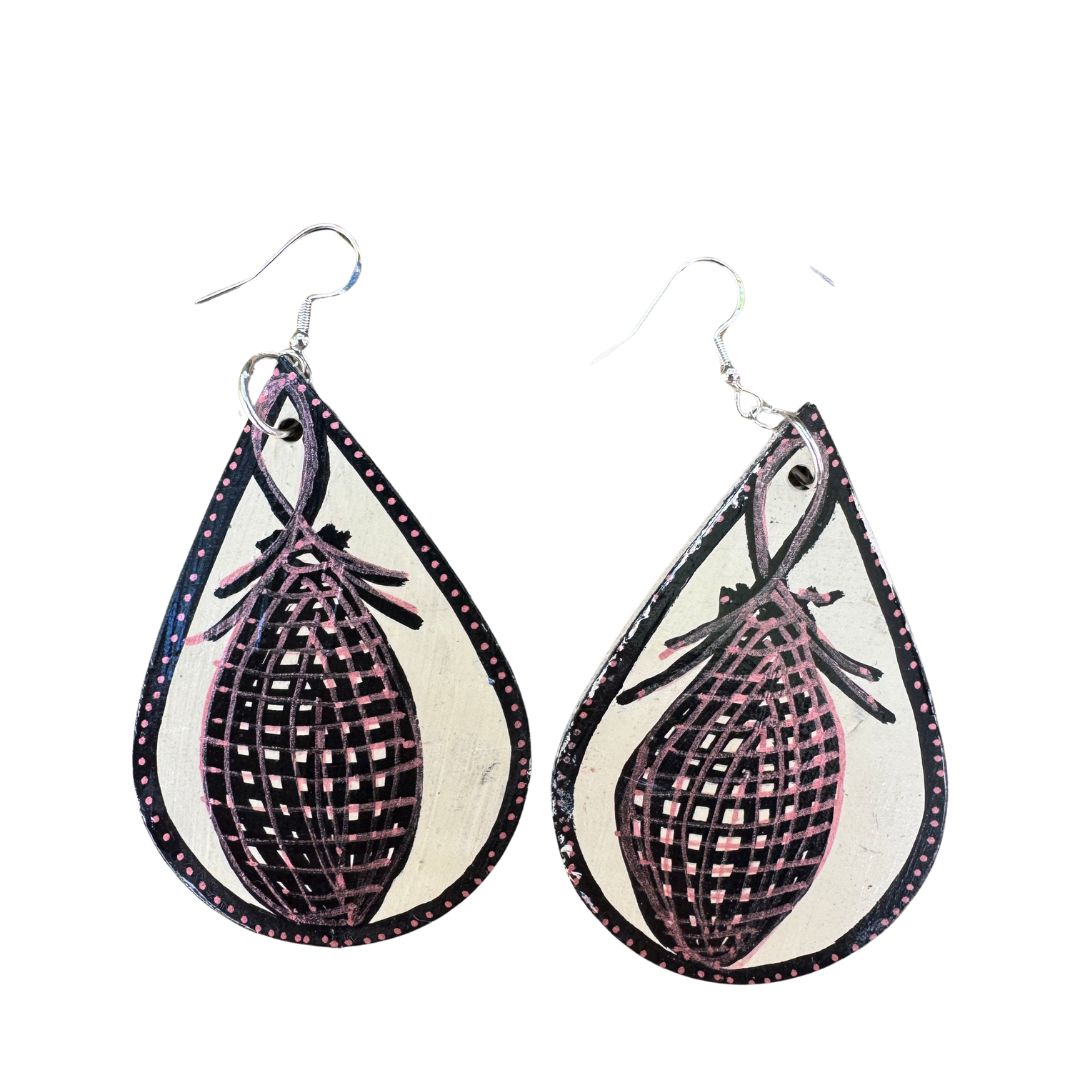 Handpainted Wooden Earrings by Ivy Minniecon