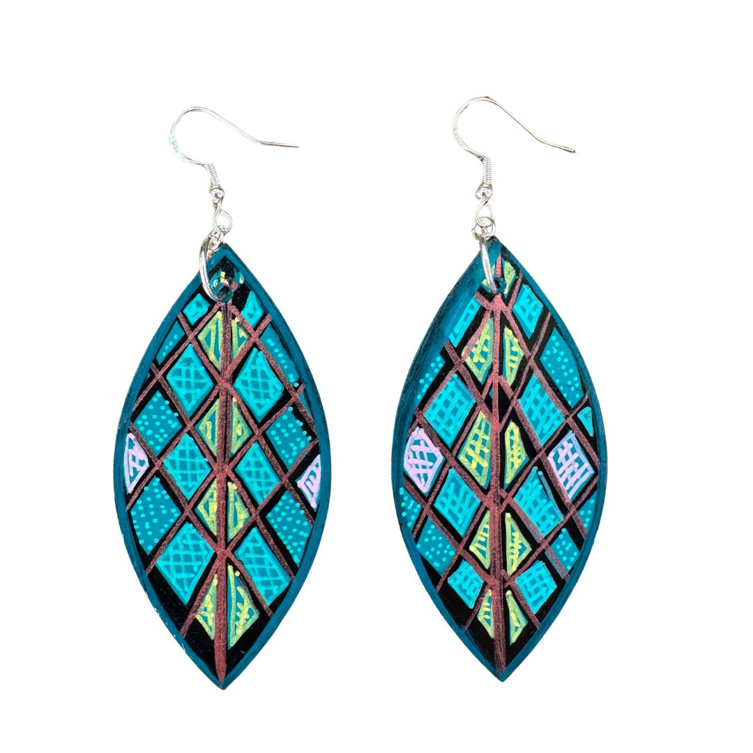 Handpainted Wooden Earrings by Ivy Minniecon