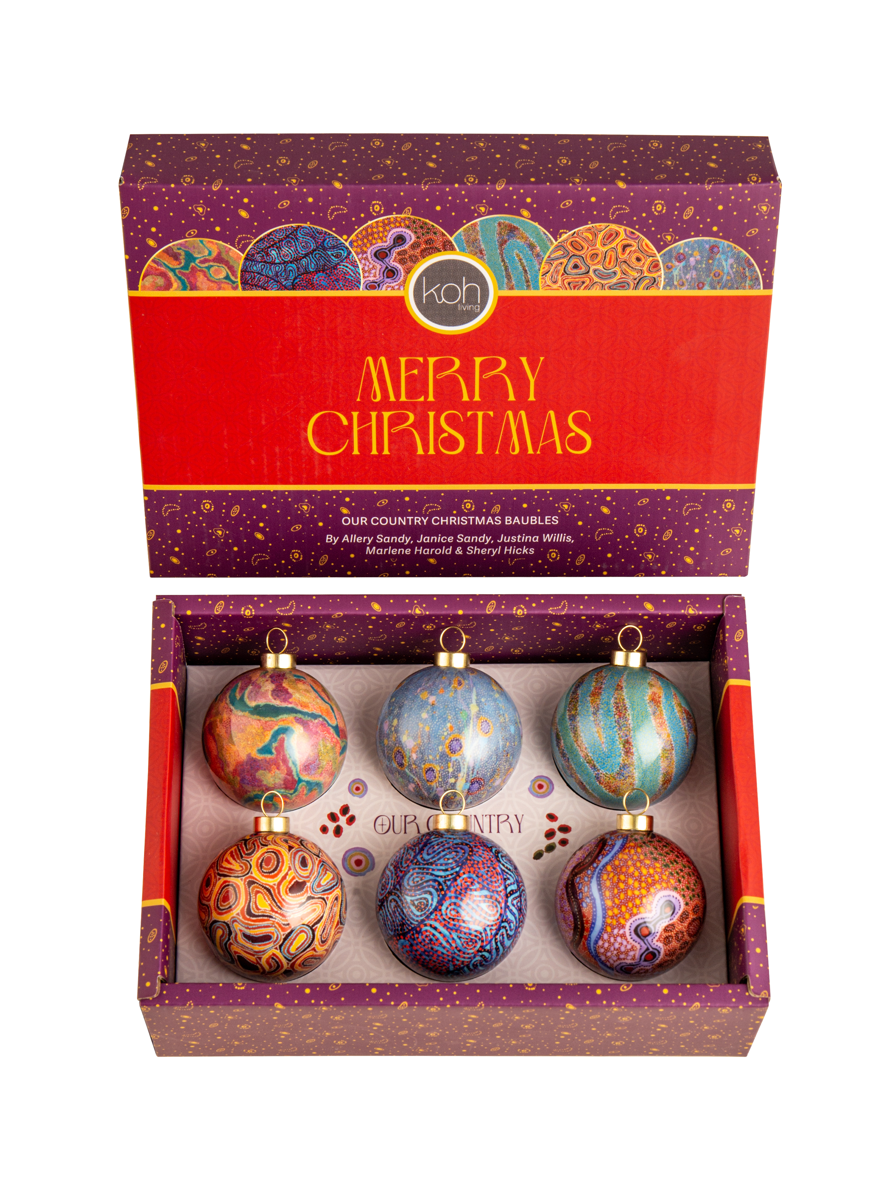 Aboriginal Our Country 6 Pack Mini Baubles