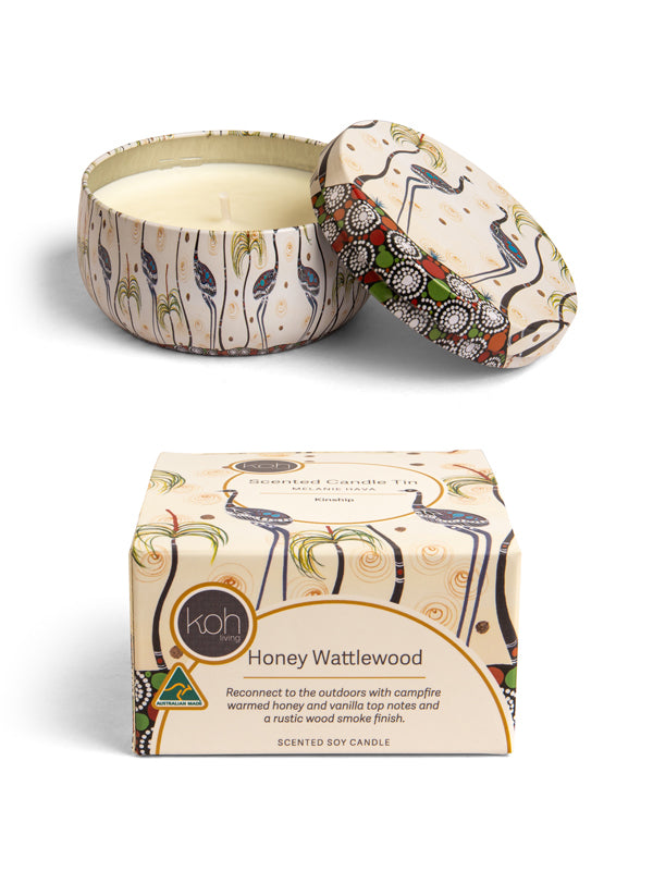 Aboriginal Scented Honey Wattlewood Candle Tin