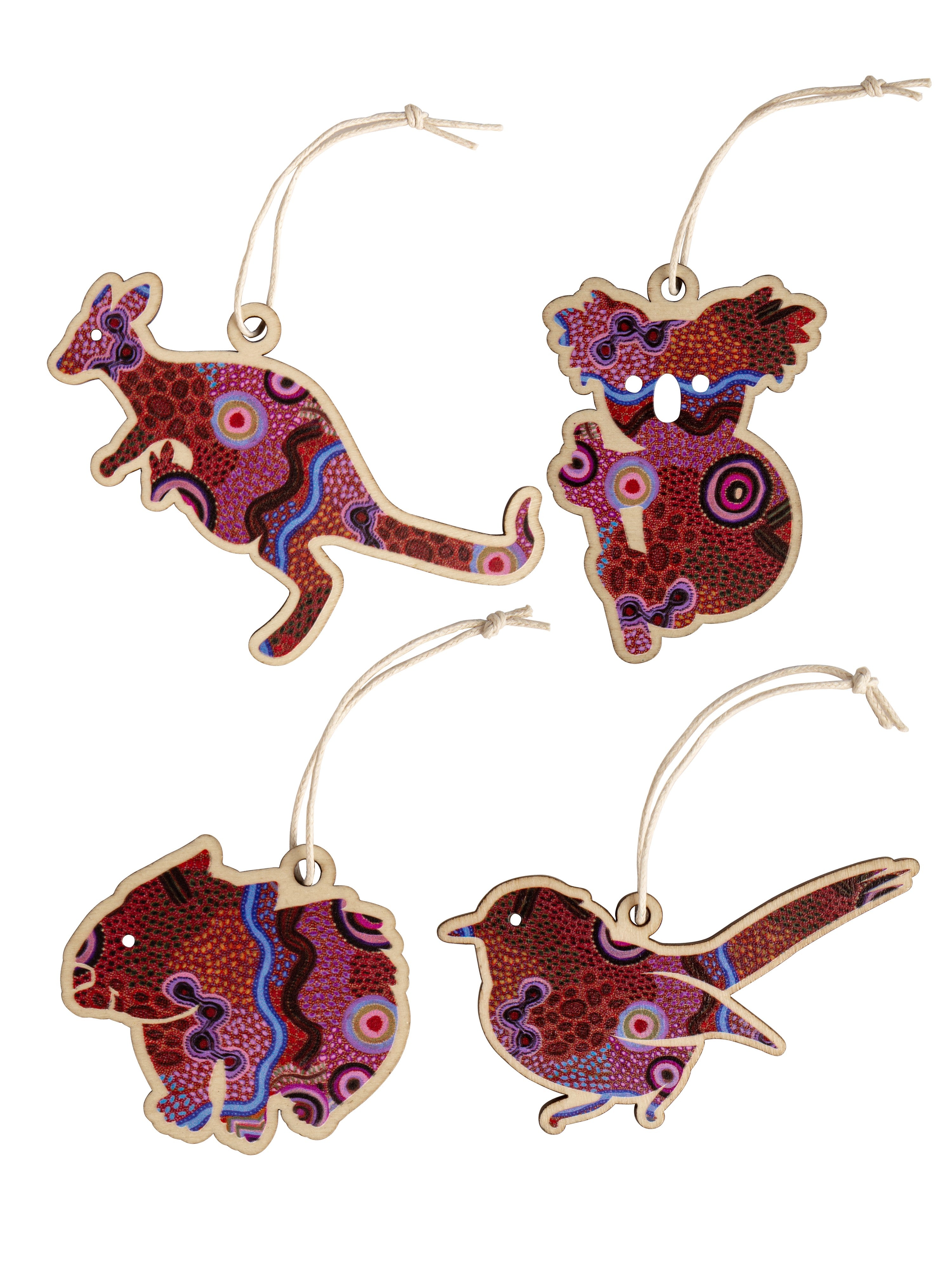 Aboriginal Our Country 4 Pack Christmas Decorations