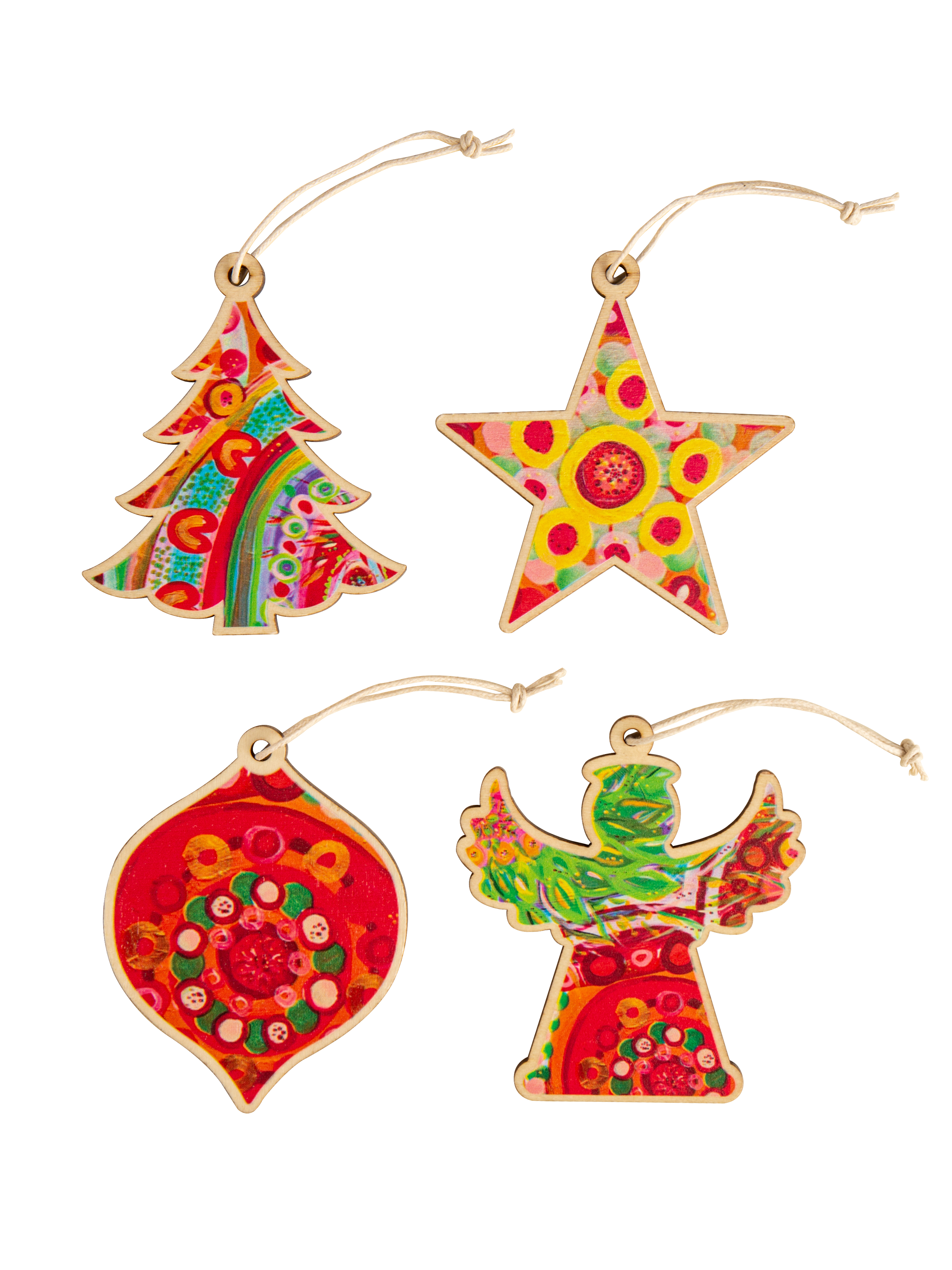 Aboriginal The Gift 4 Pack Christmas Decorations