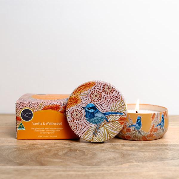 Aboriginal Scented Vanilla & Wattleseed Candle Tin