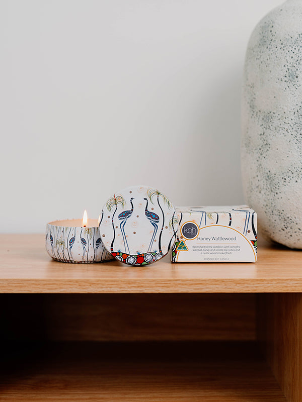 Aboriginal Scented Honey Wattlewood Candle Tin