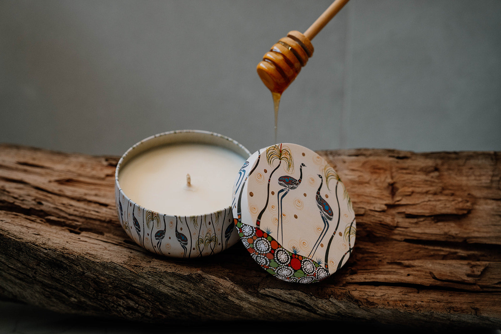 Aboriginal Scented Honey Wattlewood Candle Tin