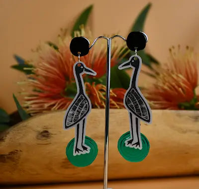Brolga Earrings by Nagula Jarndu