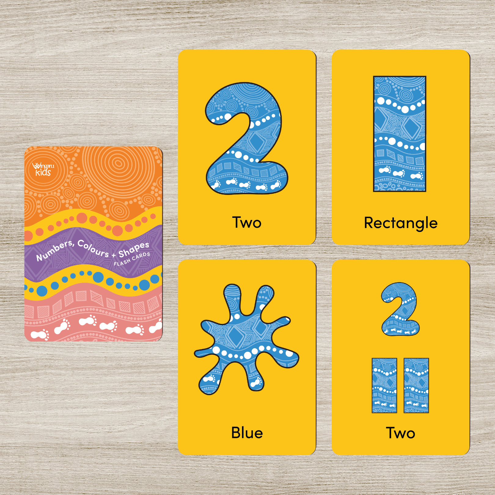 Numbers, Colours + Shapes Flash Cards