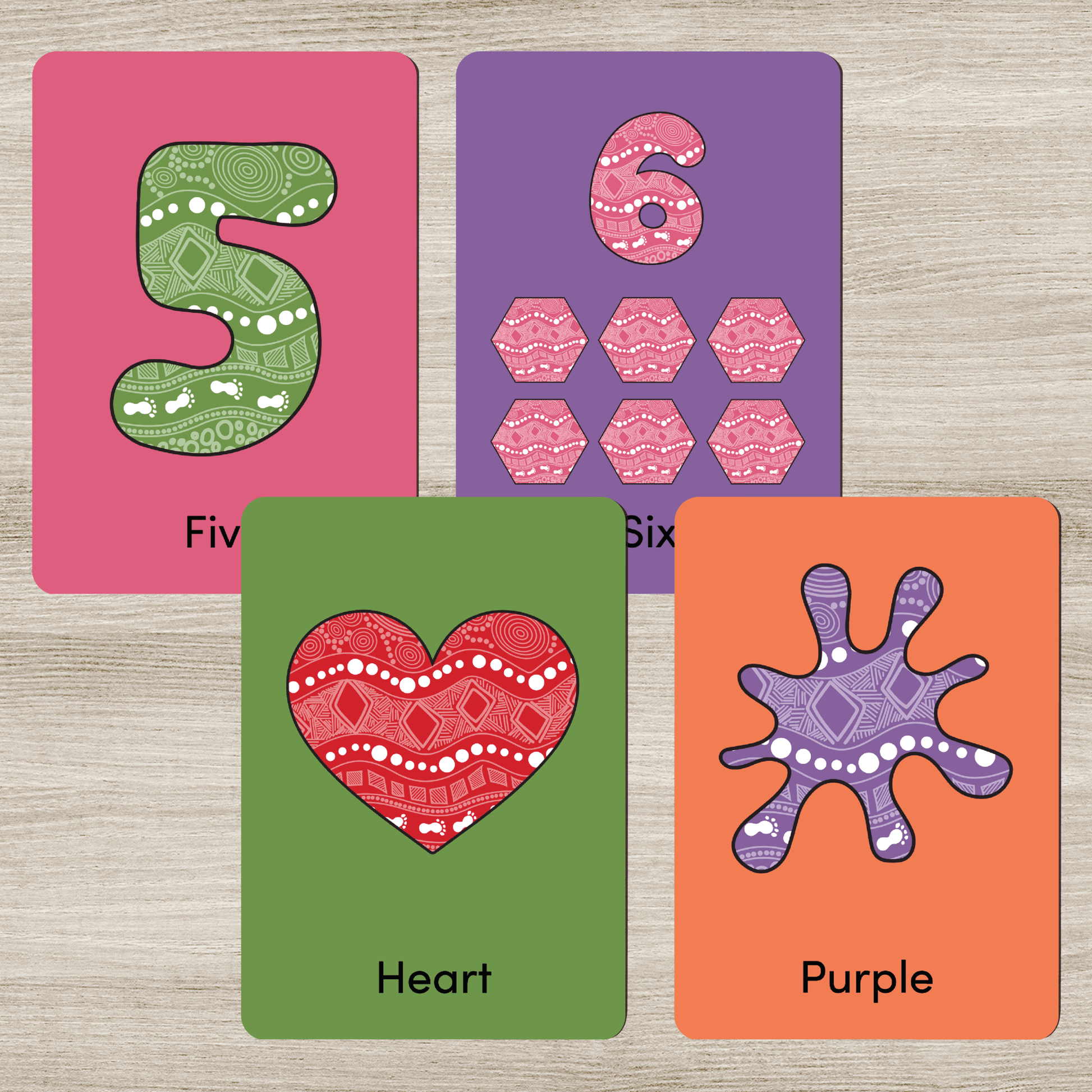 Numbers, Colours + Shapes Flash Cards
