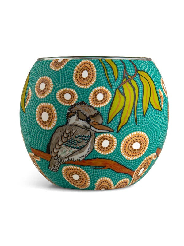 Aboriginal Kookaburra tealight candle holder