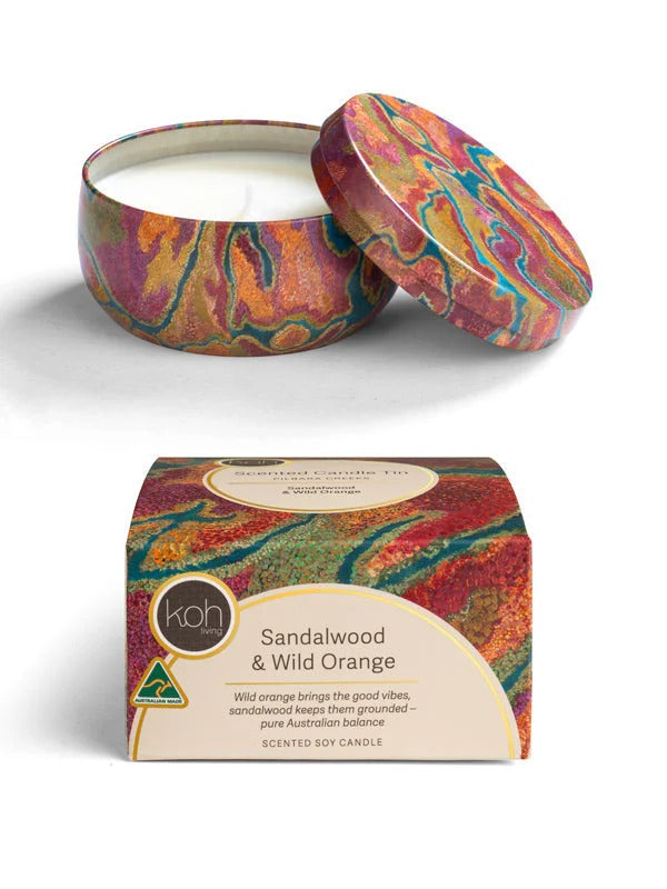Aboriginal Scented Sandalwood & Wild Orange Candle Tin
