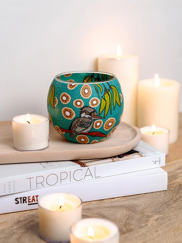 Aboriginal Kookaburra tealight candle holder