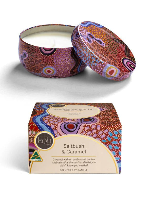Aboriginal Scented Saltbush & Caramel Candle Tin