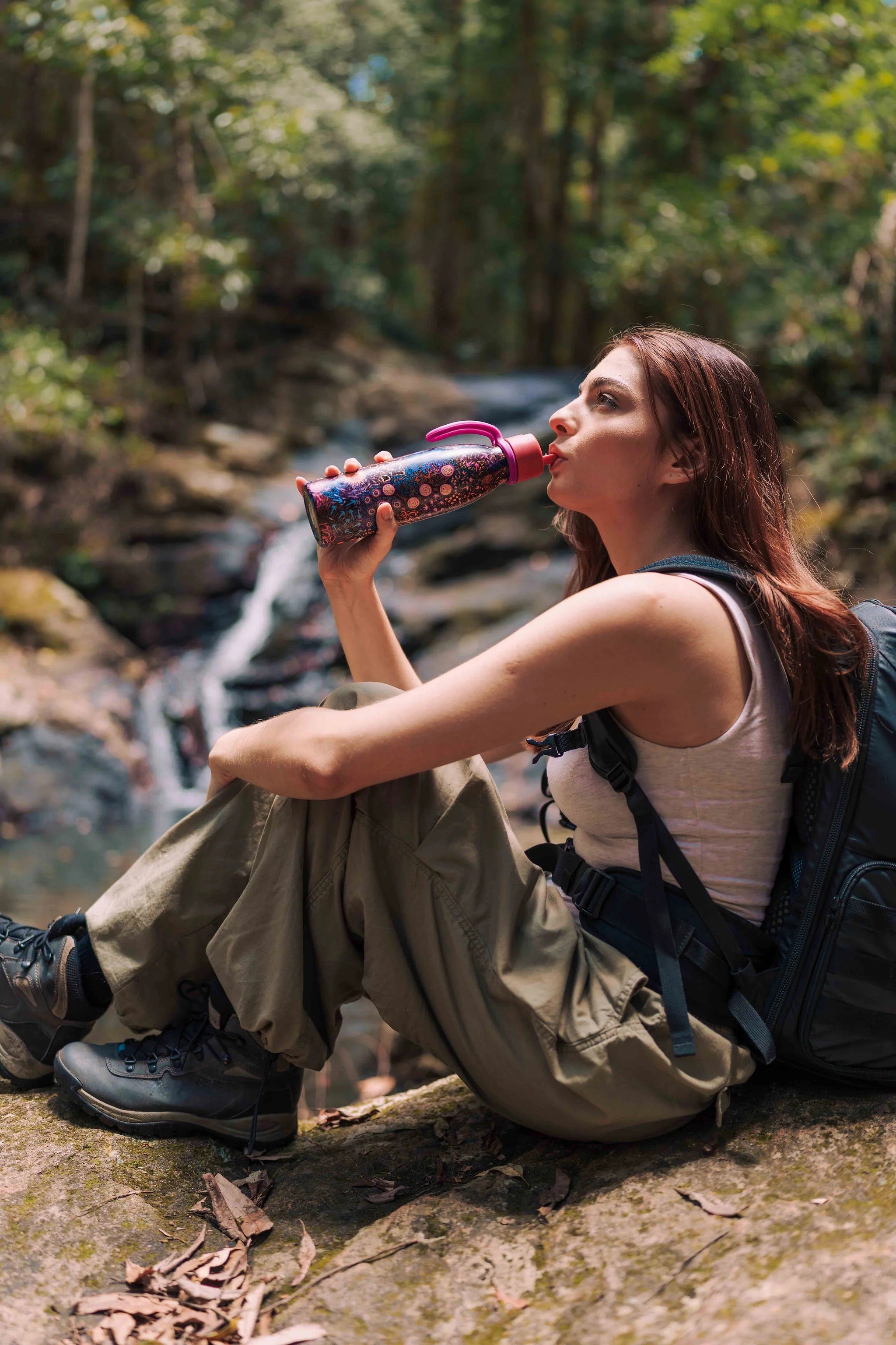 Aboriginal Women's Dreaming silicone handle water bottle