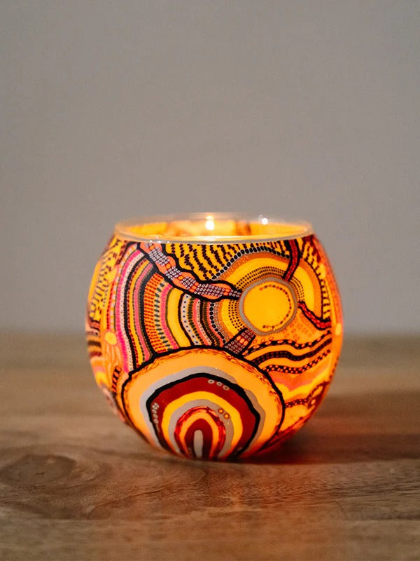 Aboriginal Journeys in the Sun tealight candle holder