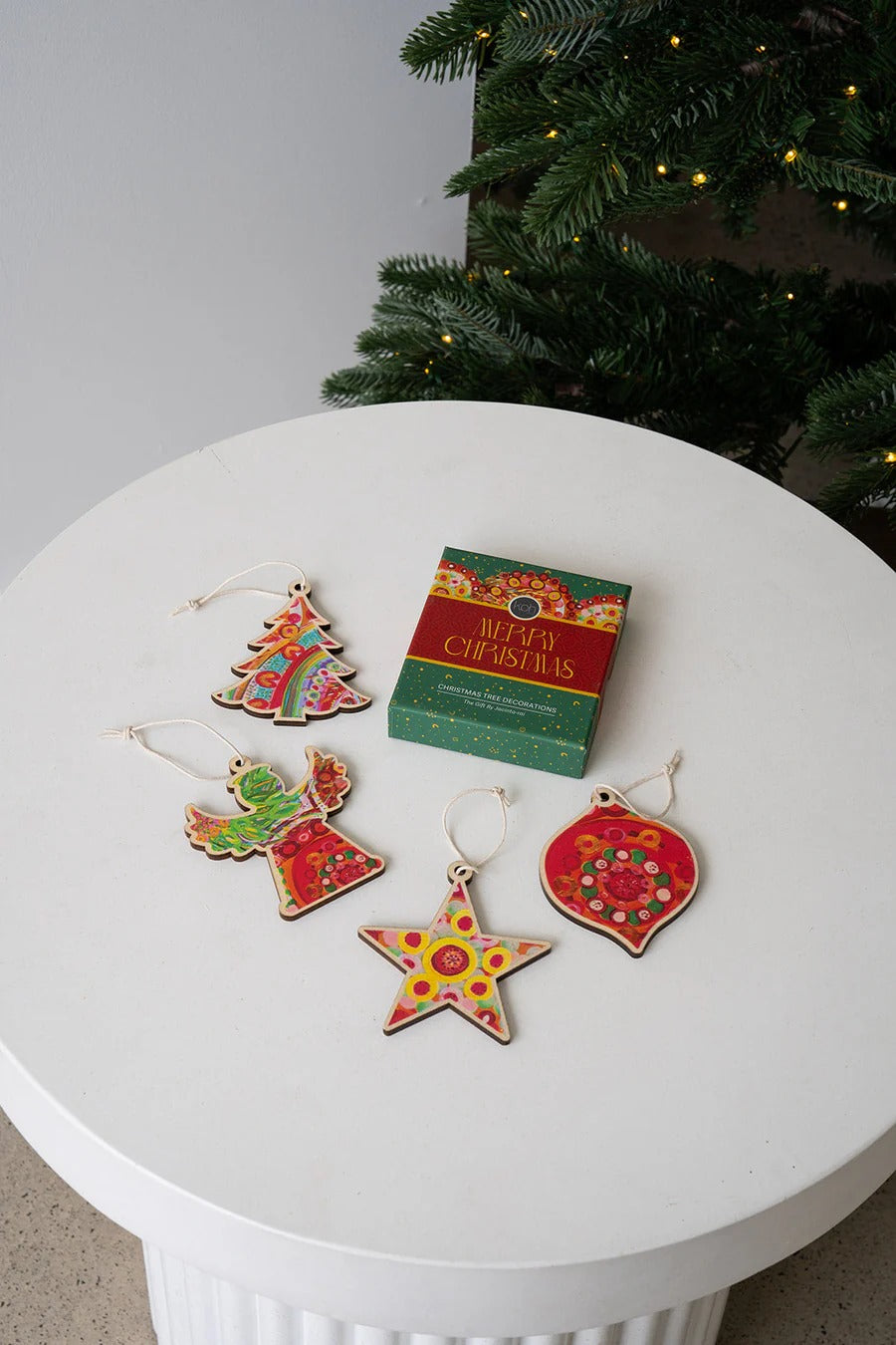 Aboriginal The Gift 4 Pack Christmas Decorations