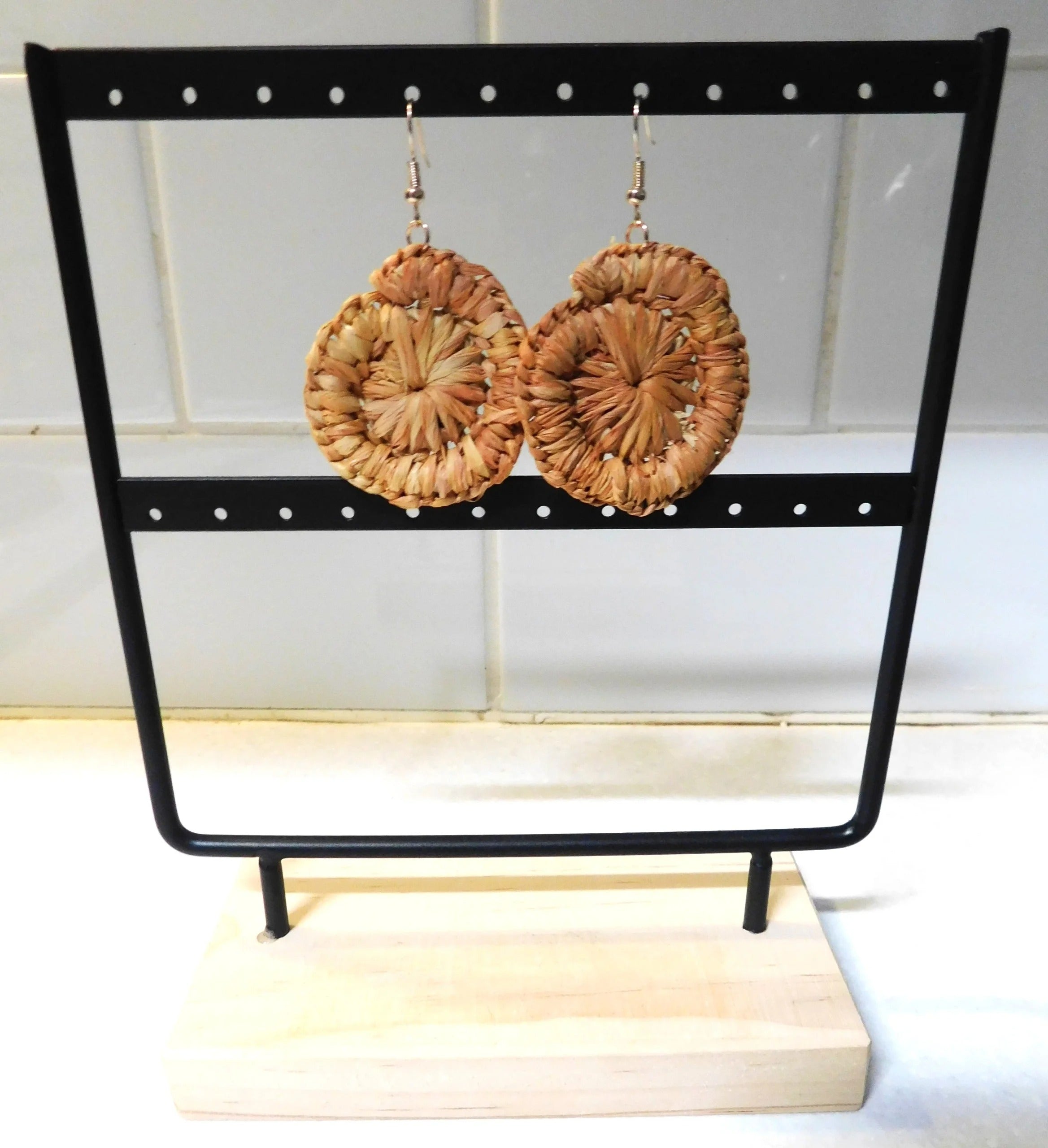 Handwoven Raffia Earrings - Small