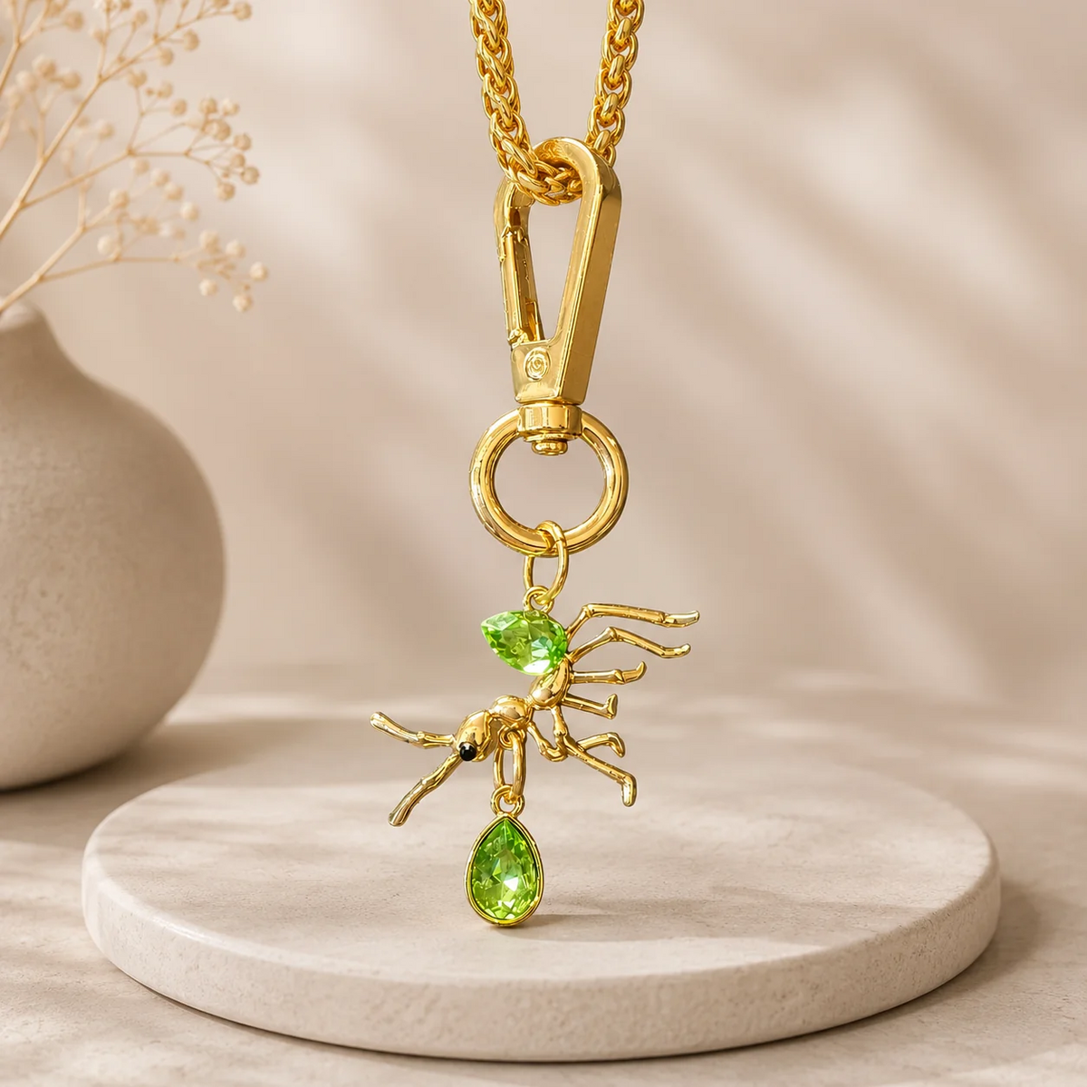 Green Ant Crystal Keyring - Green