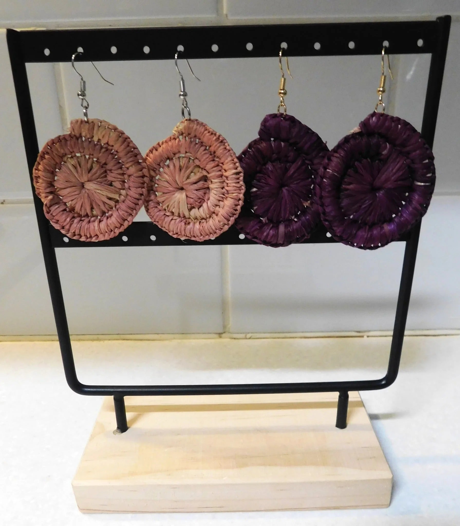 Handwoven Raffia Earrings - Small