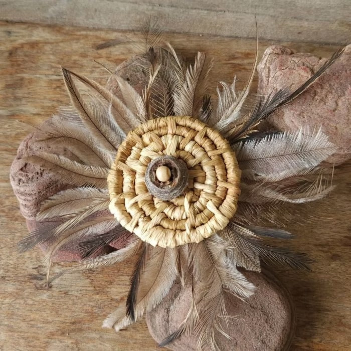 Aboriginal Hand Woven Brooch - Natural