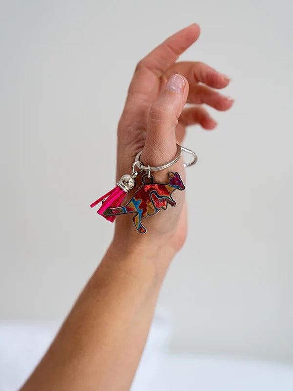 Aboriginal Pilbara Creek Kangaroo Keyring
