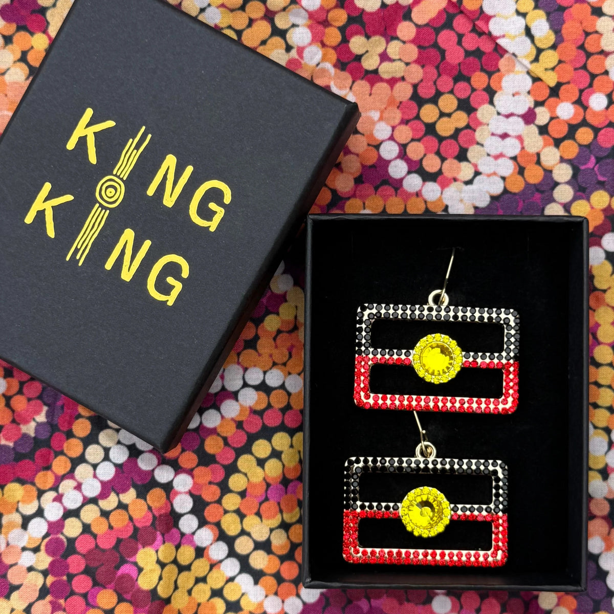 Aboriginal Flag Crystal Earrings