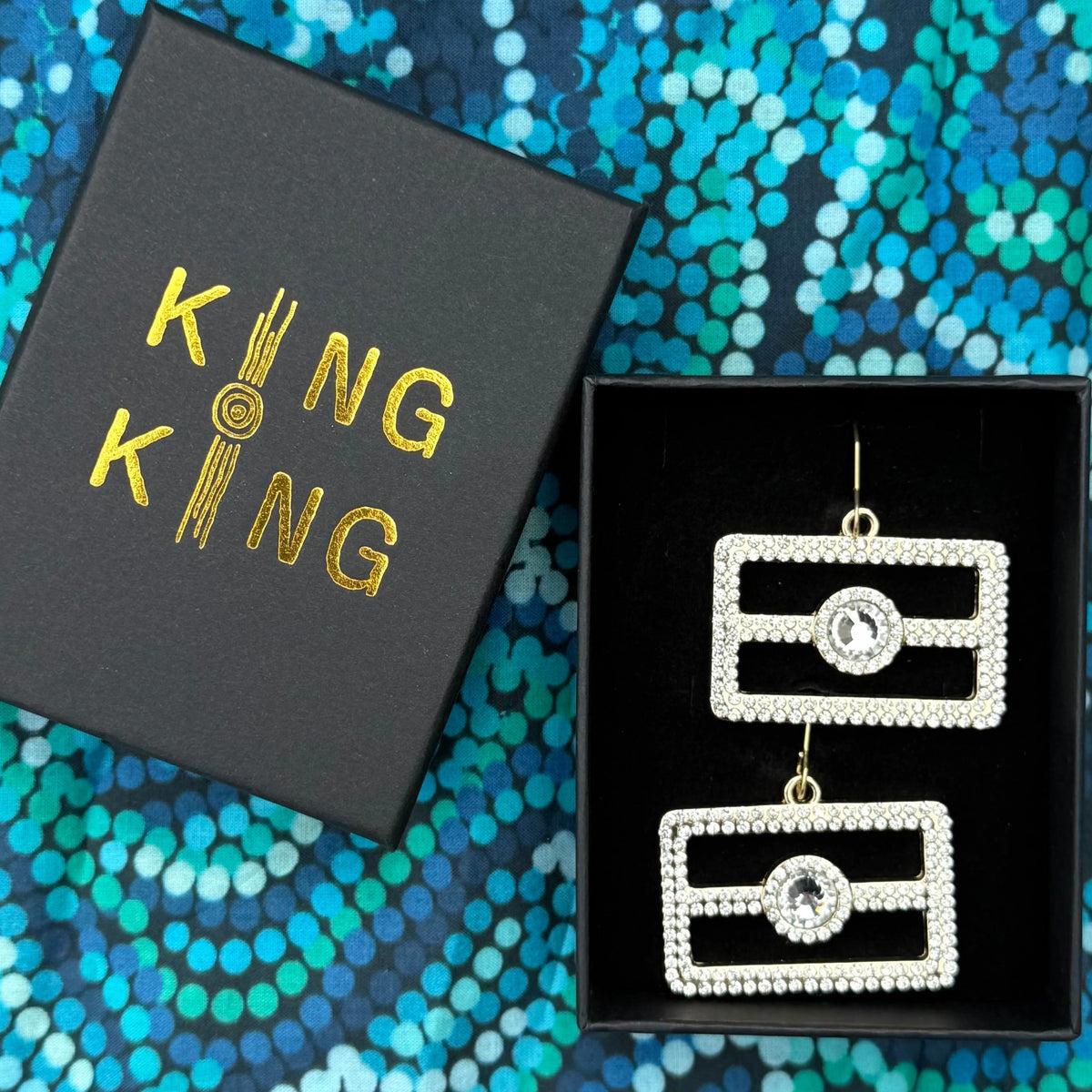 Aboriginal Flag Crystal Earrings - Clear Crystal