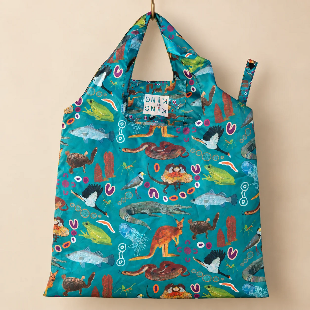 Aboriginal Art Reusable Shopping Bag - Larakia Fauna