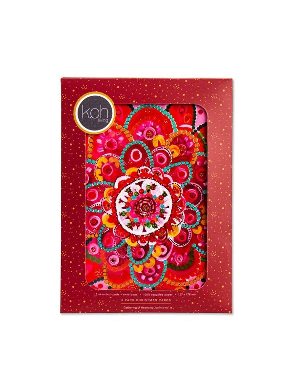 Aboriginal Gathering Of Hearts 6Pack Christmas Cards
