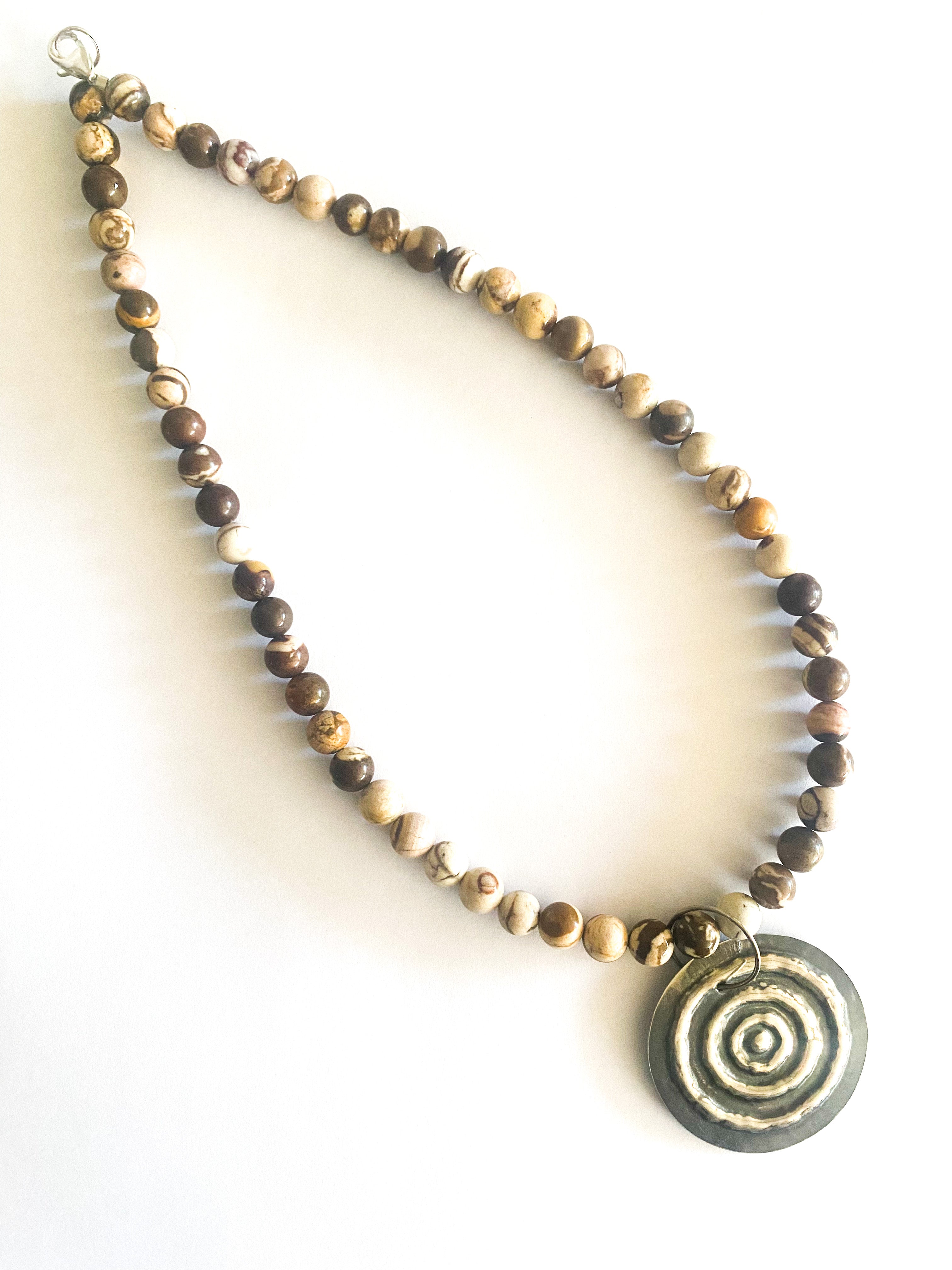 Nguluman, “Large Waterhole” Sterling Silver and Australian Agate Necklace by Sonia Pallett