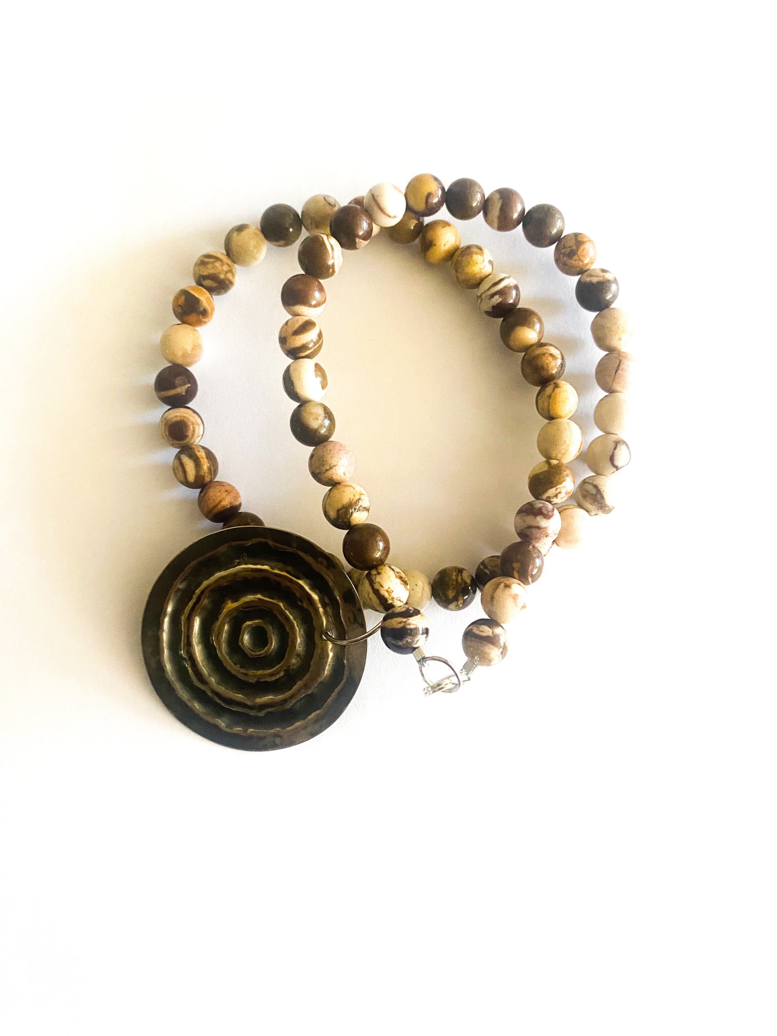 Nguluman, “Large Waterhole” Sterling Silver and Australian Agate Necklace by Sonia Pallett