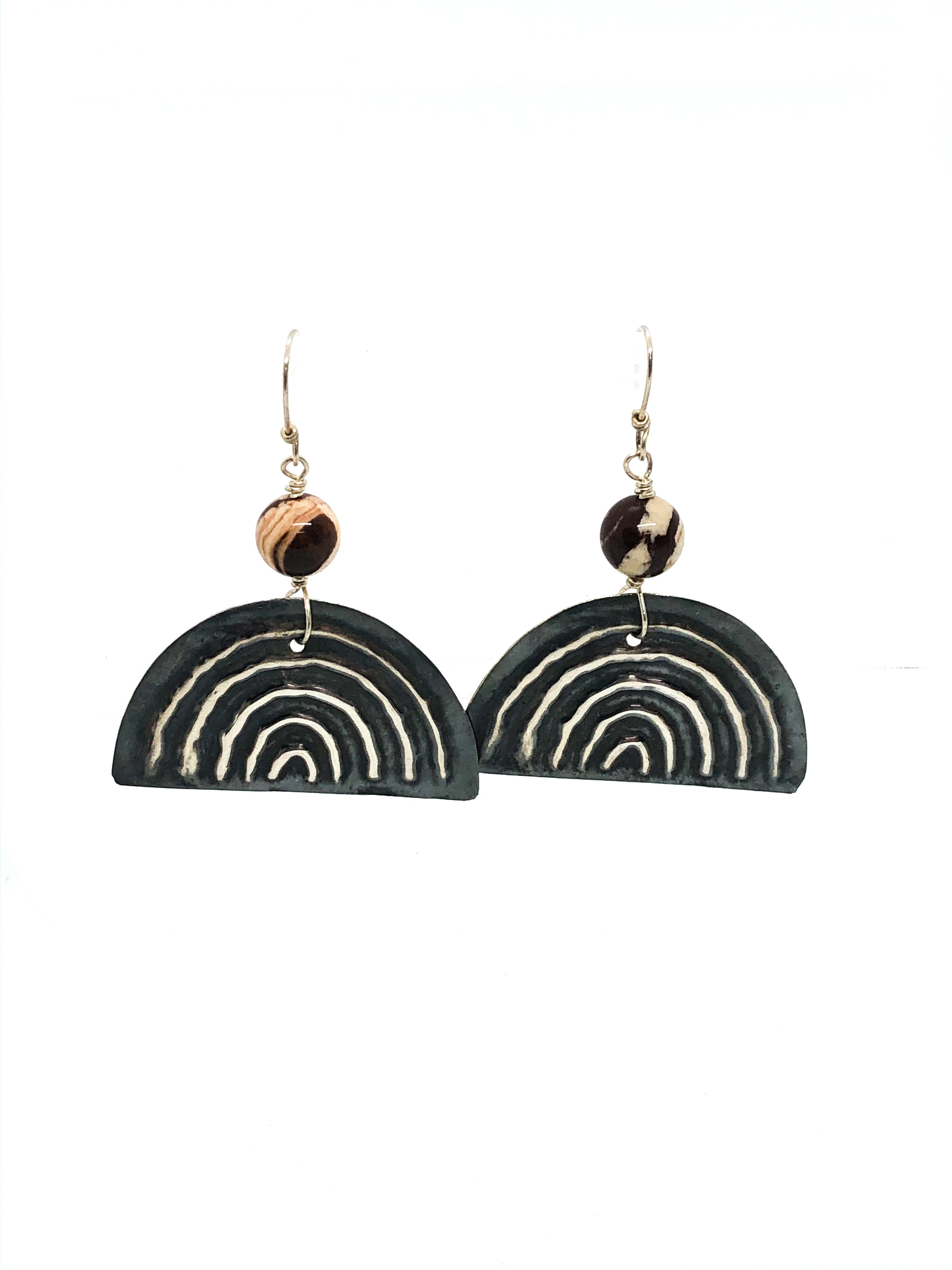 Yulubirrngiin, gunhungurraan “Rainbow” Agate Earrings by Sonia Pallett