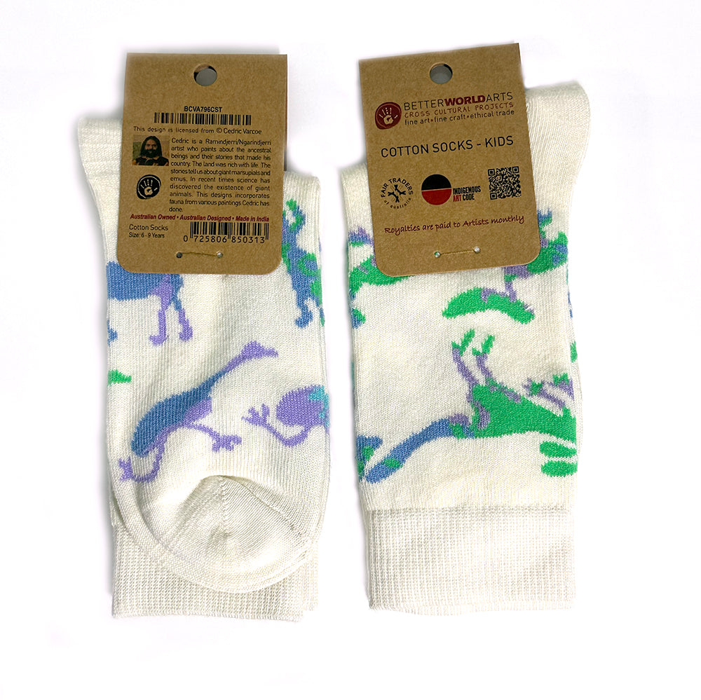 Kids Cotton Socks by Cedric Varcoe - Giant Animals (6-9 Years)