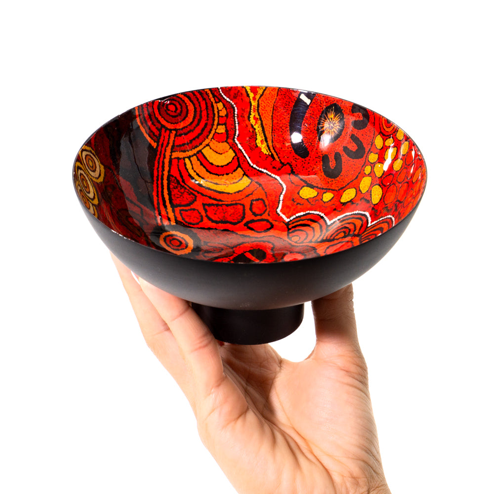 Medium Powder Coated Bowl by Damien and Yilpi Marks
