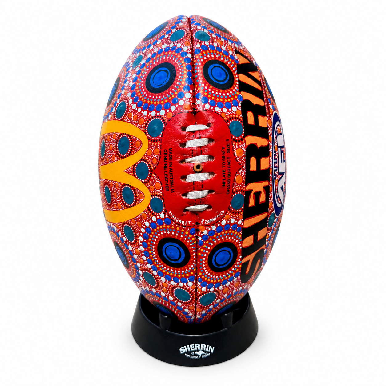 Hand Painted Sherrin Football by Margaret Bloomfield