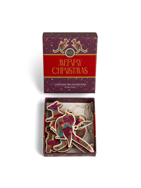 Aboriginal Pilbarra Creek 4 Pack Christmas Decorations