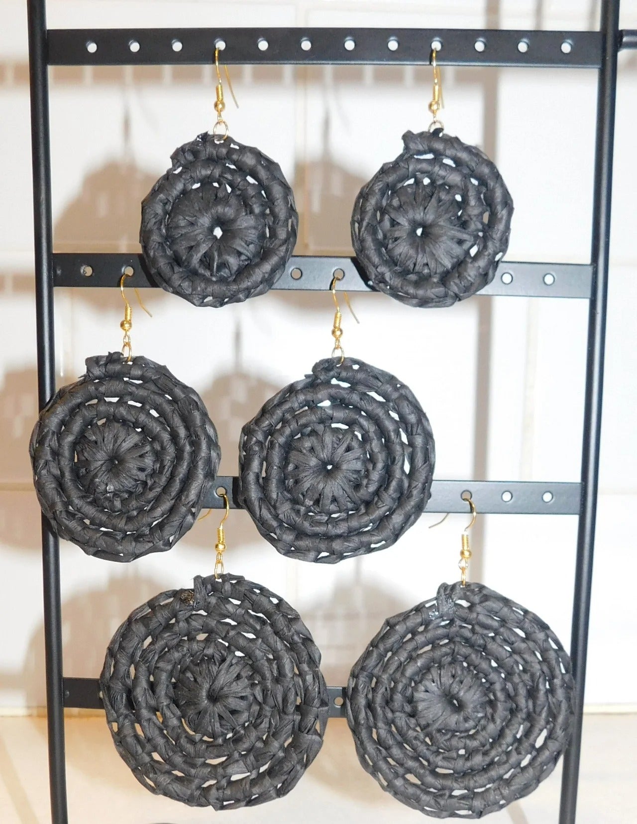 Handwoven Raffia Earrings - Small