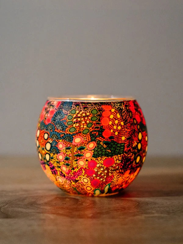Aboriginal Wild Flowers Tealight Candle Holder