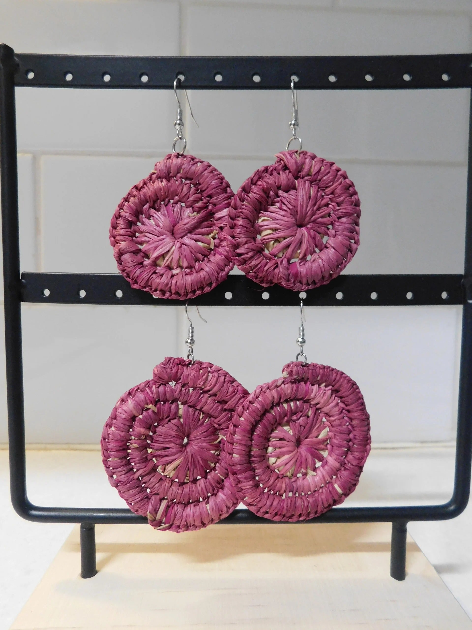 Handwoven Raffia Earrings - Small