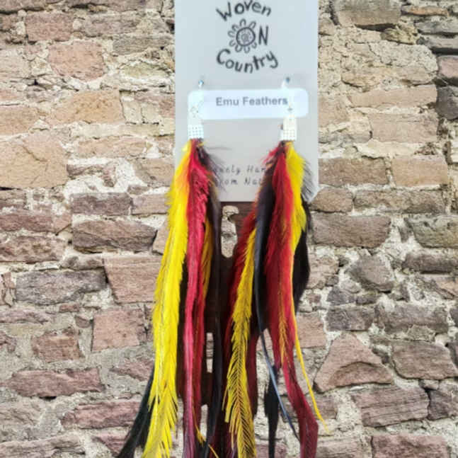 Aboriginal Coloured Emu Feather Earrings