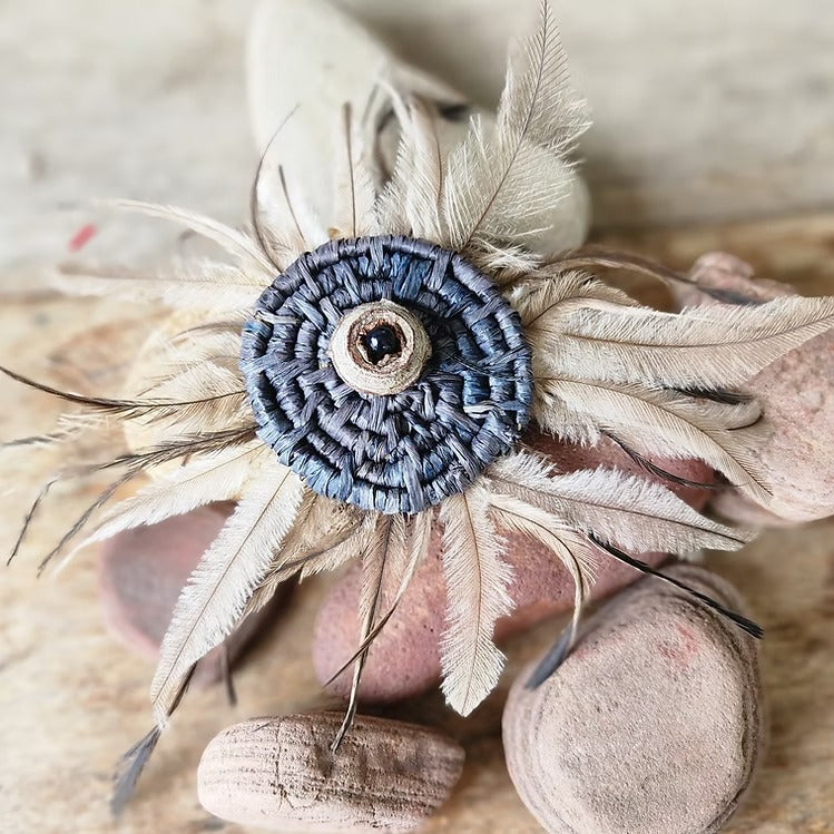 Aboriginal Hand Woven Brooch - Black