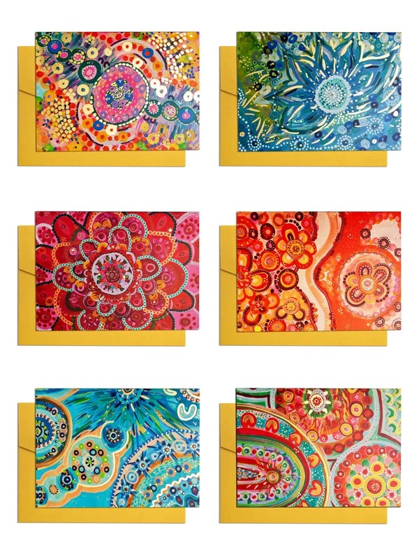 Aboriginal Gathering Of Hearts 6Pack Christmas Cards