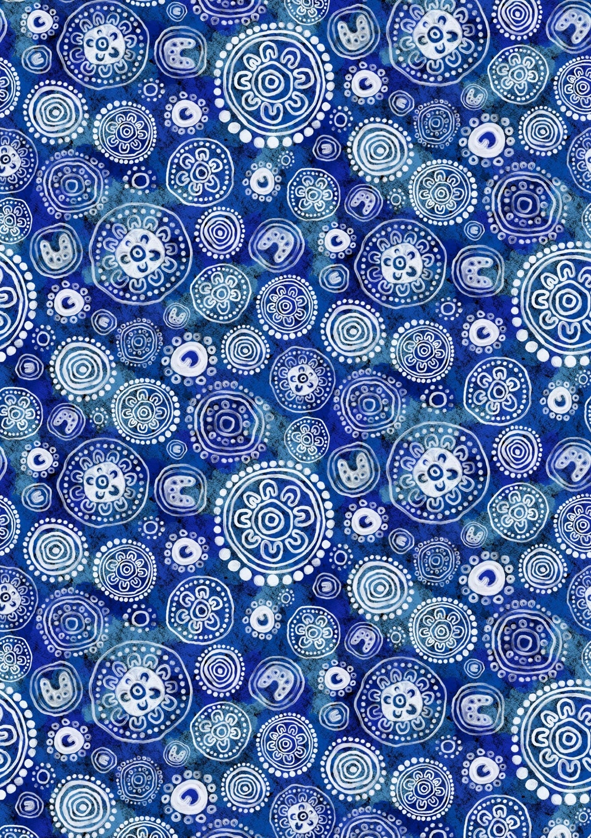 Aboriginal Art Print - Blue Camps A4