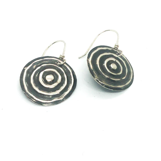 Ngulburnan, Yuriyawi “Waterhole” Sterling Silver Earrings by Sonia Pallett