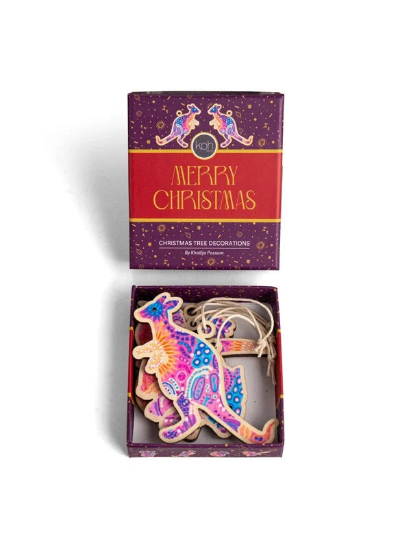 Aboriginal Women’s Love Story 4Pack Christmas Animal Decorations