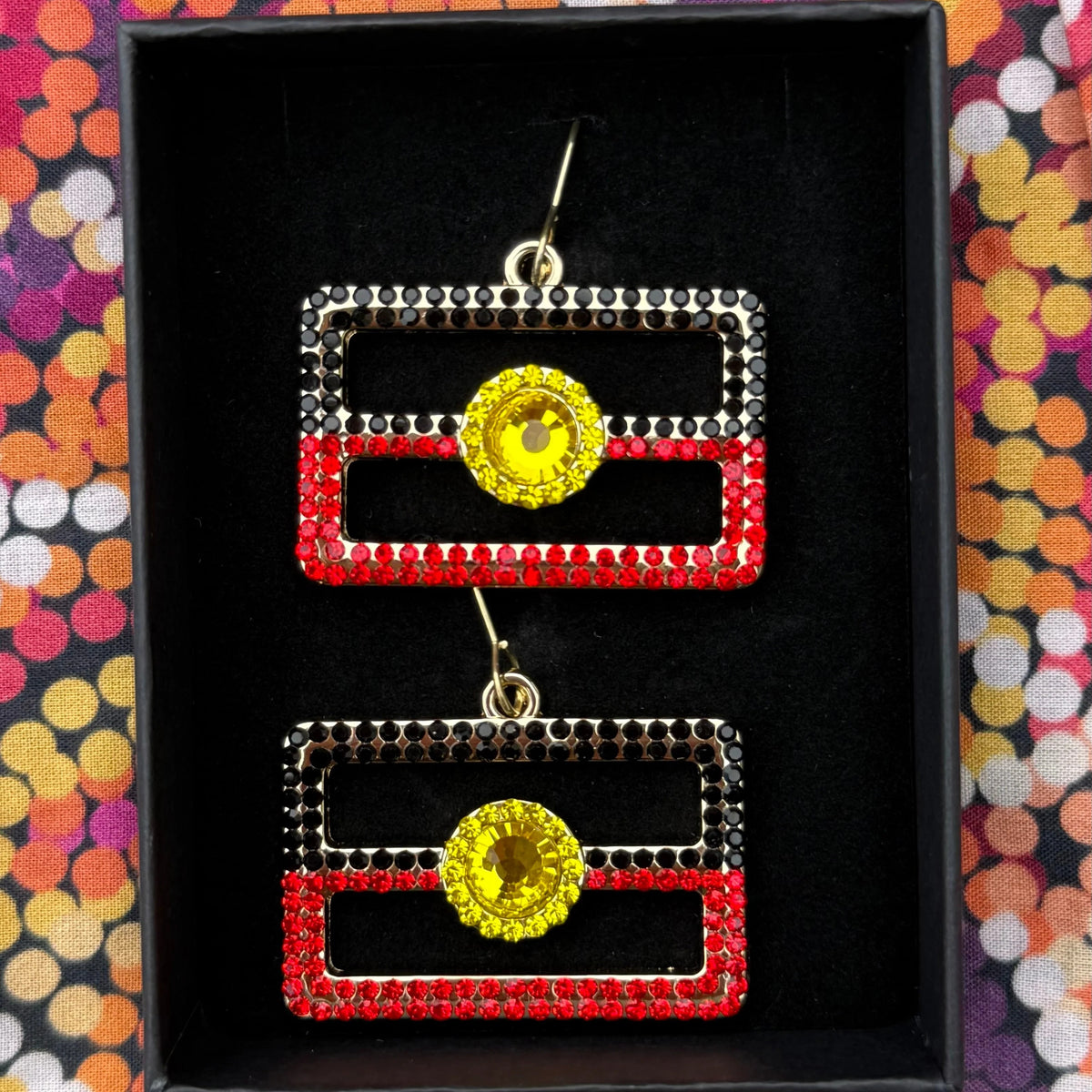 Aboriginal Flag Crystal Earrings