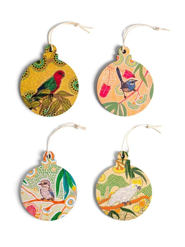 Aboriginal Dreamtime Symphony 4Pack Christmas Decorations New