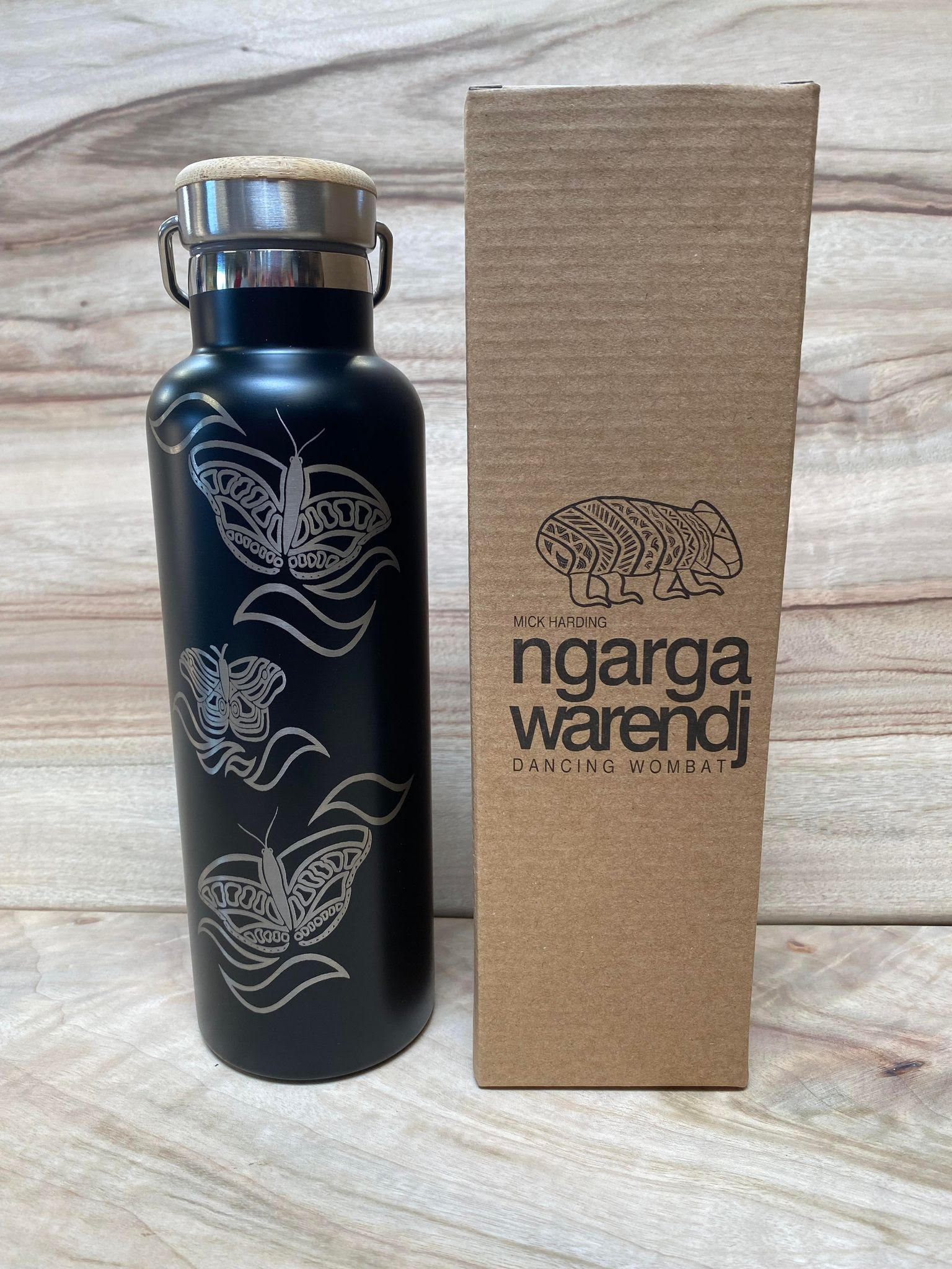 Insulated Stainless Steel Bottle (Butterflies) by Ngarga Warendj