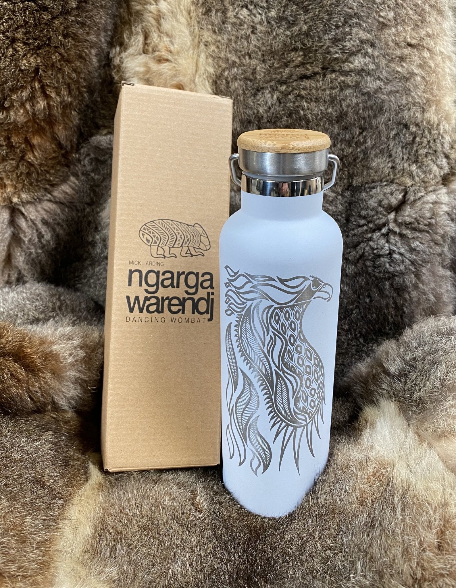 Insulated Stainless Steel Bottle (Bunjil the Wedge Tailed Eagle) by Ngarga Warendj